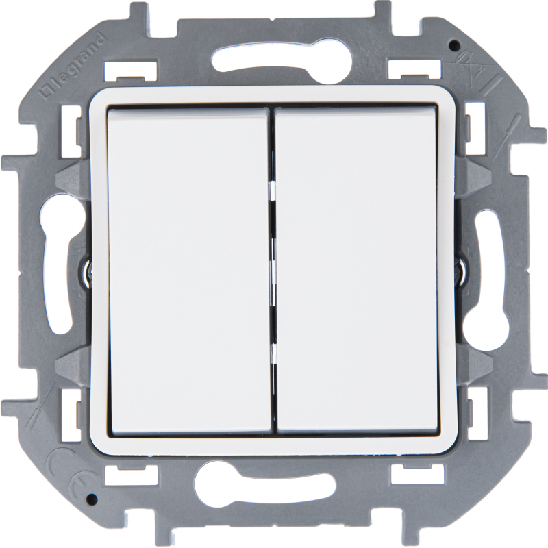 Переключатель двухклавишный с контурной подсветкой Inspiria, белый