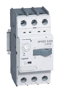 Силовой автомат для защиты двигателя MPX³ 0.63А 3P, термомагнитный расцепитель, 417303