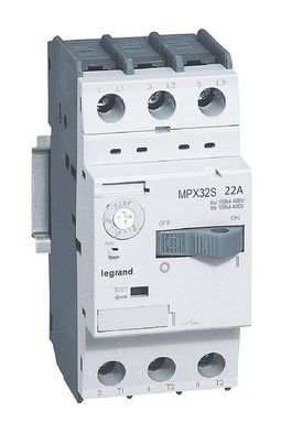 Силовой автомат для защиты двигателя MPX³ 22А 3P, термомагнитный расцепитель, 417313
